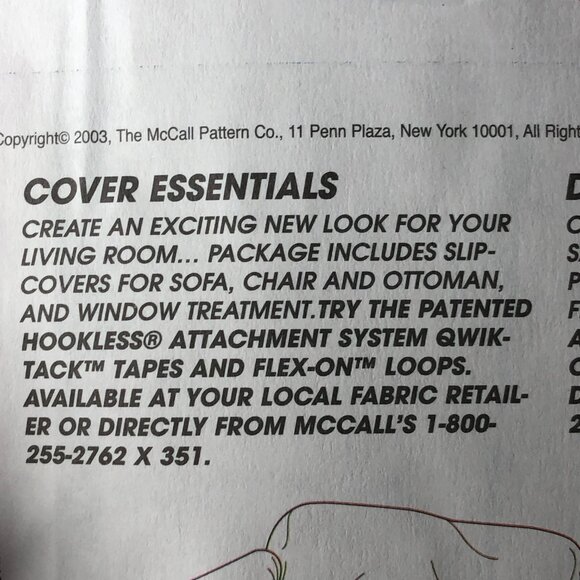 McCall's 3981 Home Decorating Sewing Pattern Sofa & Chair Cover Pillows Curtains - Picture 5 of 6